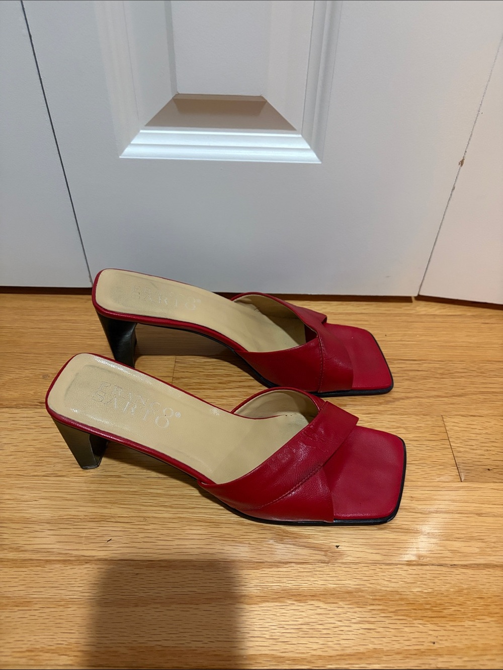 Franco Sarto Red Square-Toe Slide Heels